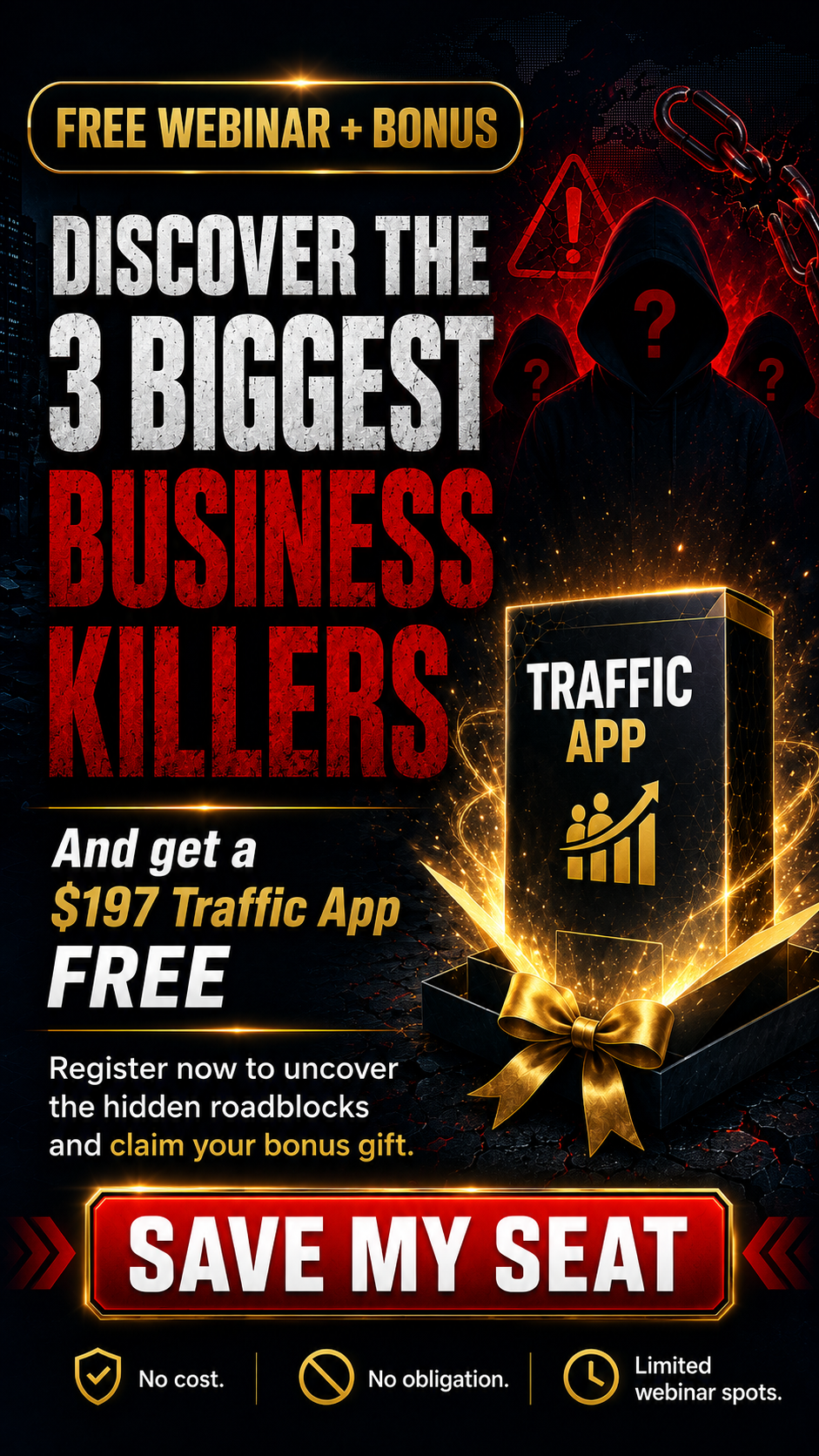 Free Profit Hub System webinar: Discover the 3 Biggest Business Killers and receive a 197 dollar Traffic App free